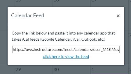 Calendar Feed Directions